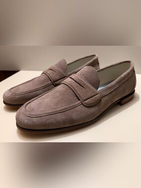 Ted Baker Men's Suede Penny Loafers in Taupe Gray(brand new)